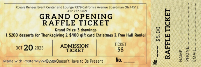 Copy of Copy of Gold Printable Raffle Ticket Design Template | PosterMyWall