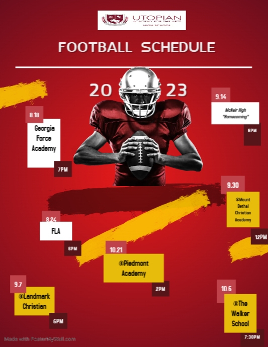 Red Football Digital Display Schedule | PosterMyWall