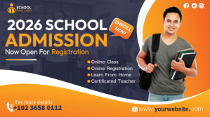 สีม่วง School Admission Digitalt display Template
