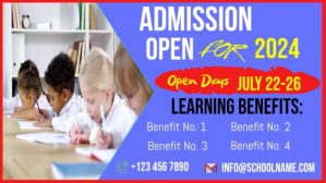 Niebieski School Admission Open YouTube Channel Cover Photo Template
