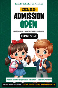 Green School Admission Poster Template