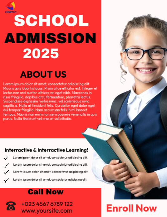 Admission school flyer Folheto (US Letter) template