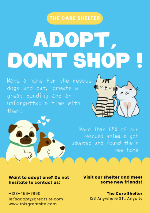 Adopt Text Adopt, Dont Shop Shelter ads Template | PosterMyWall