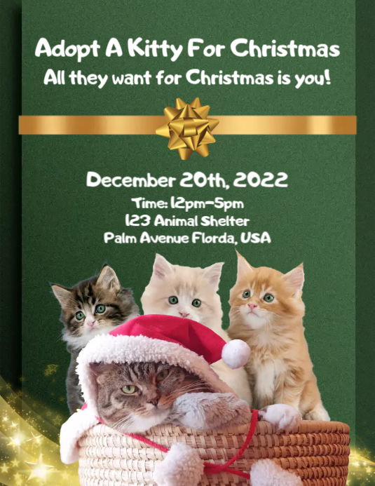 Adopt A Kitty For Christmas Flyer Template Ulotka (US Letter)