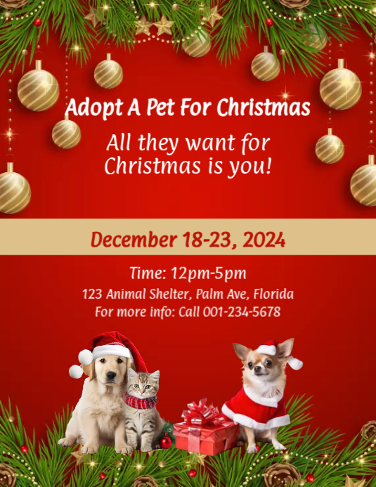 Adopt A Pet For Christmas Flyer Template Ulotka (US Letter)
