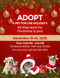 สีแดง Pet Adoption Event Volantino Template