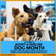 Adopt a Shelter Dog Month โพสต์บน Instagram template