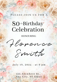 Adult Birthday Invitation A4 template