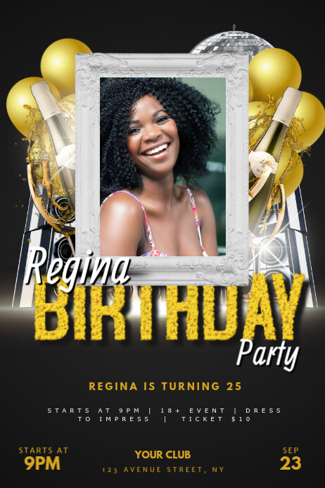 Black Birthday Party Posters Template | PosterMyWall Black Birthday Party Posters Template | PosterMyWall