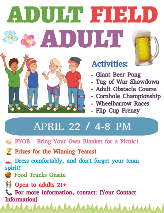 Adult field day Flyer Template PosterMyWall