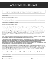 Adult Model Release Form Template Folder (US Letter)