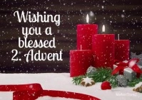 Advent 2 video candles Greeting Card Snow Postal template