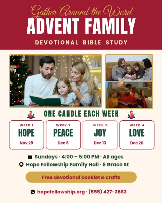 Bible Study Color Advent Family Devotional Bible Study Template | PosterMyWall