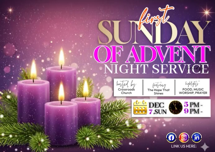 Advent Night Service Celebration Template | PosterMyWall