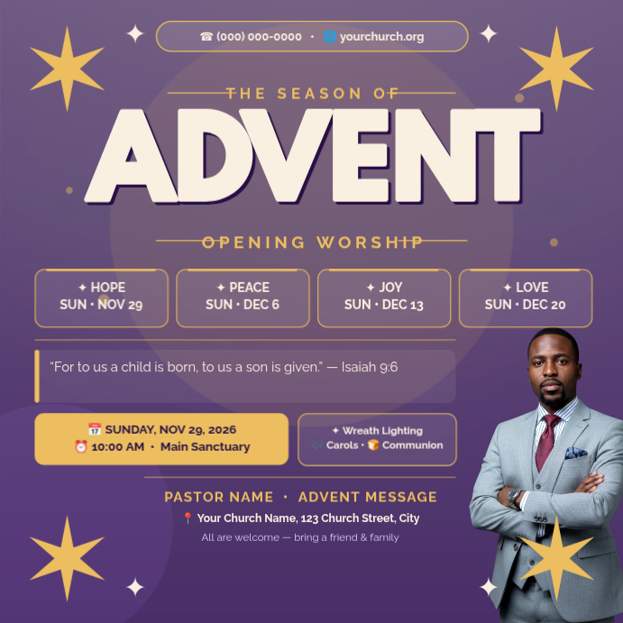 Advent Opening Worship Church Instagram Post Template | PosterMyWall