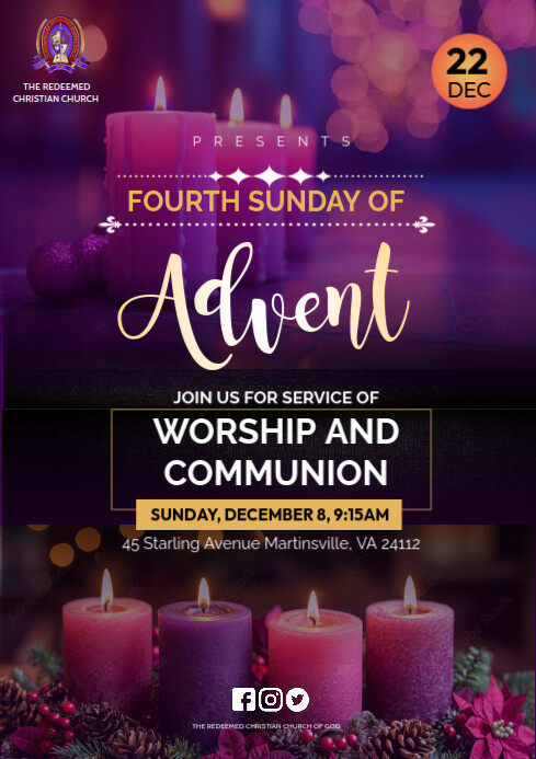 ADVENT SUNDAY SERVICE FLYER TEMPLATE A4