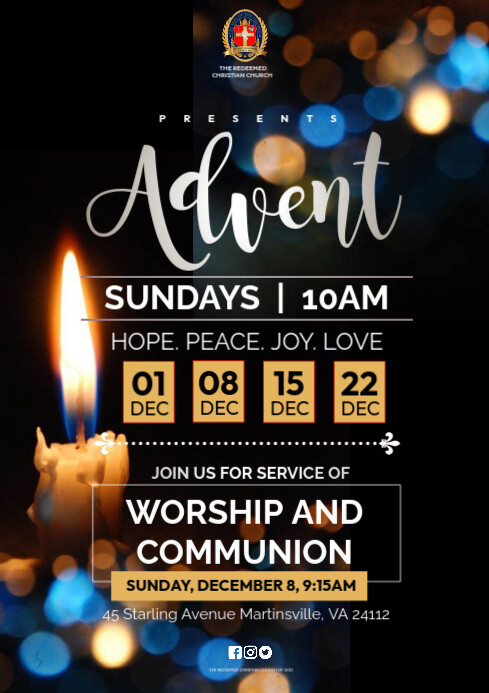 ADVENT SUNDAY SERVICE INVITATION FLAYER TEMPLATE A4