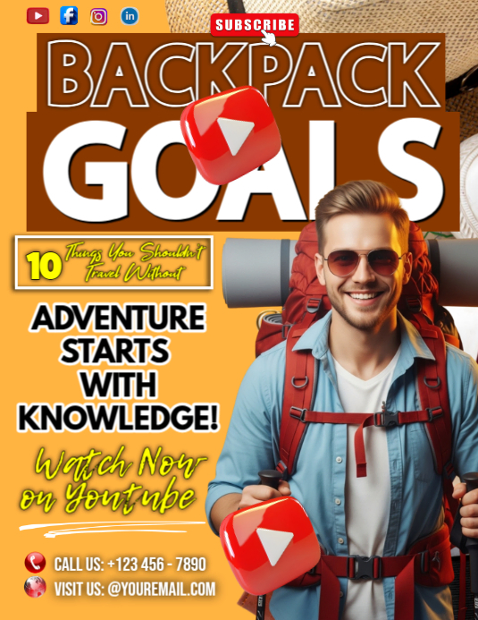 Goal Flyer Examples Orange Travel Essentials Flyers Template | PosterMyWall