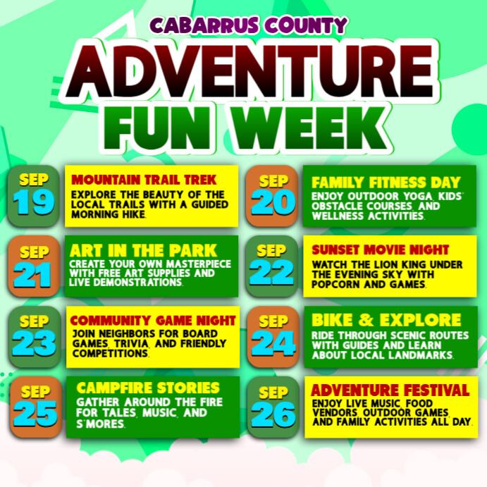 Plantilla de ADVENTURE WEEK FUN FOR ALL | PosterMyWall