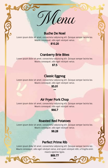 Copy of AESTHETIC MENU | PosterMyWall