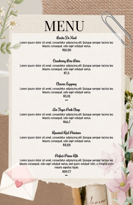 AESTHETIC MENU Template | PosterMyWall