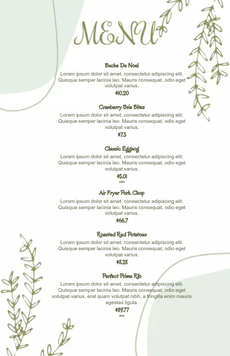 AESTHETIC MENU Template | PosterMyWall