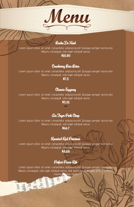 AESTHETIC MENU Template | PosterMyWall