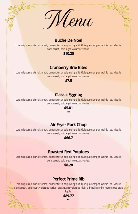 aesthetic menu Template | PosterMyWall