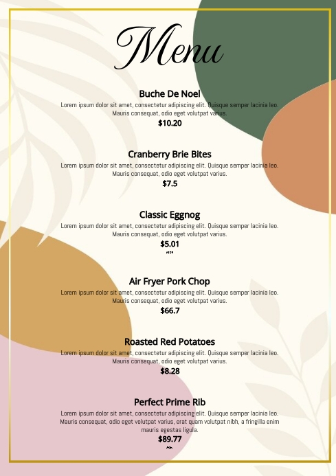 AESTHETIC MENU Template | PosterMyWall