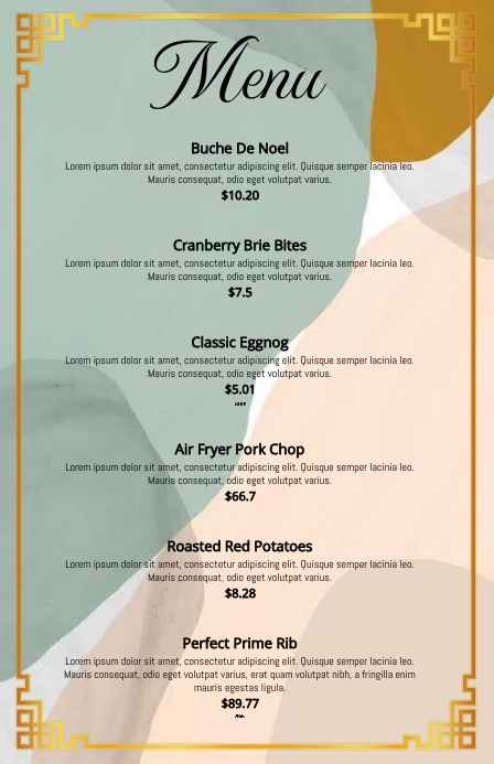 AESTHETIC MENU Template | PosterMyWall