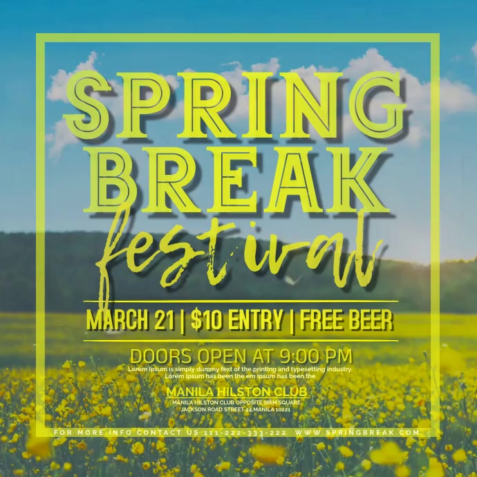 Aesthetic Spring Break Party Instagram Poster Template | PosterMyWall