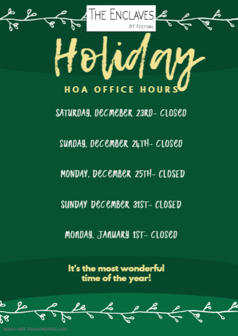 Holiday Hours Example Holiday Hours Template | PosterMyWall