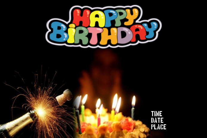 Happy Birthday & Bottle Plakkaat template