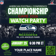 AFC Championship Game 2026: Seattle Seahawks Watch Party Instagram Post Template