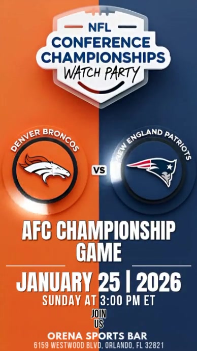 AFC Game 2026 Broncos Vs Patriots Watch Party Instagram Afc Game 2026 Broncos Vs Patrio Design Template 80351ad2 Fef5 492e 8707 Screen 