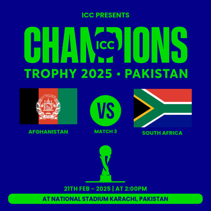 AFGHANISTAN vs SOUTH AFRICA Instagram Post template