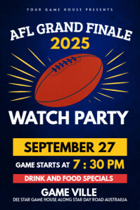 AFL Grand Final 2025 Watch Party Flyer Poster template