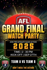 AFL Grand Final 2025 Watch Party Flyer Template Плакат