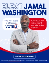 African American Man Campaign Vote Flyer Pamflet (Letter AS) template
