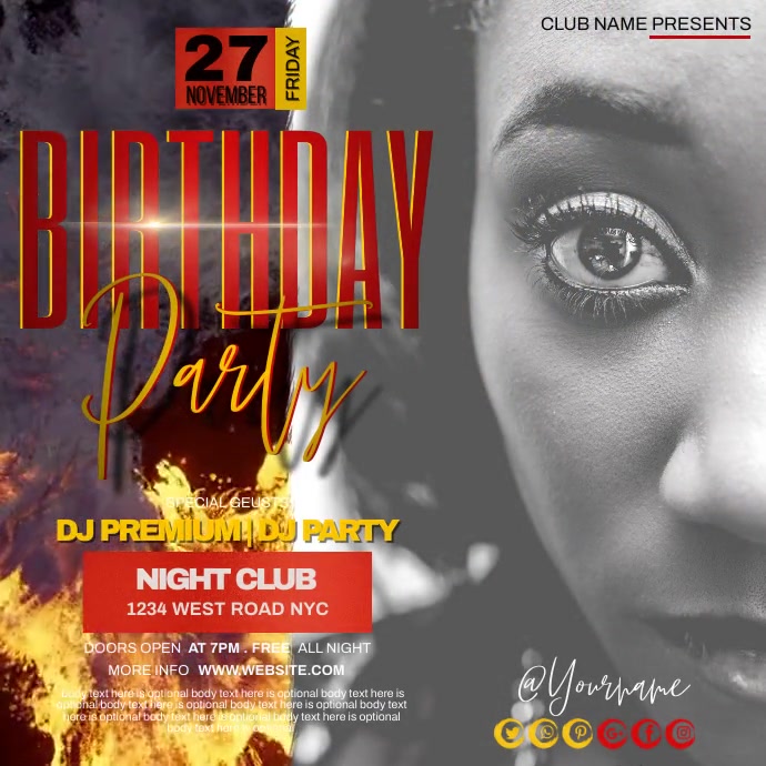 AFRICAN CLUB BIRTHDAY PARTY AD TEMPLATE Publicação no Instagram