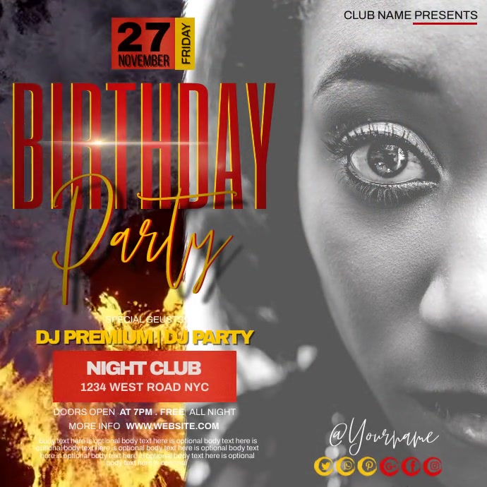 AFRICAN CLUB BIRTHDAY PARTY AD TEMPLATE Wpis na Instagrama