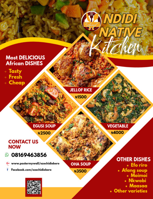 African food menu flyer Template | PosterMyWall