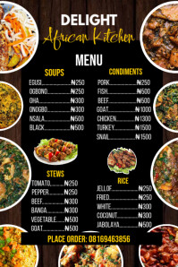 African restaurant menu Template | PosterMyWall