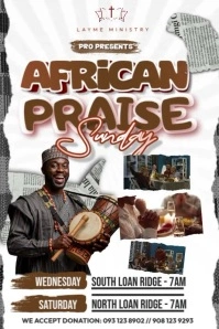 African Praise Sunday Worship Flyer Poster template