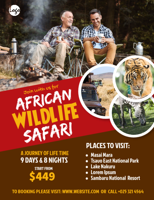 African Wildlife Safari Tour Flyer Template | PosterMyWall