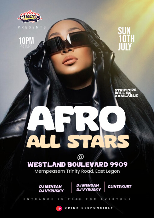 Afro All Stars Party Template A4