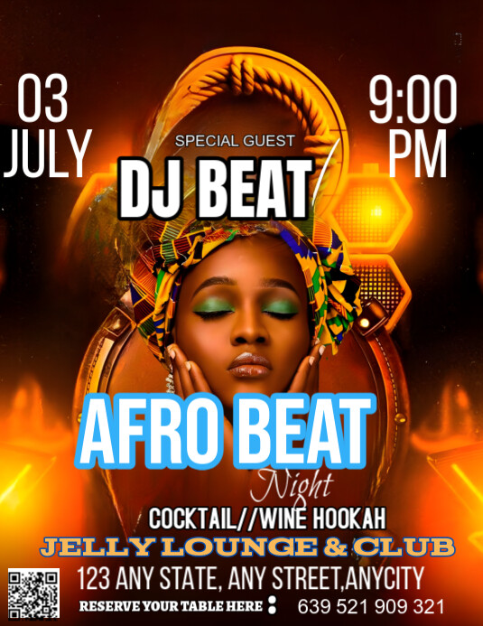 Plantilla de Afro Beat Night Party Flyer Flyer (us Letter) | PosterMyWall