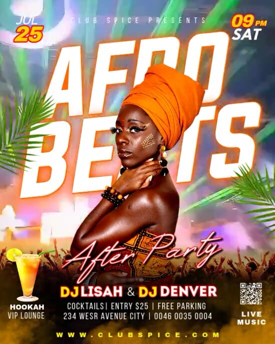 Copy of Afro beat party video flyer template | PosterMyWall
