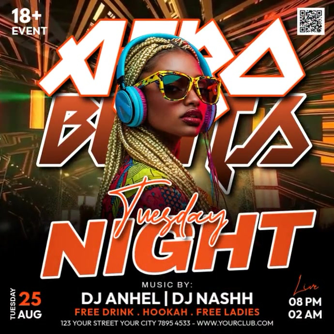 Afro Beats Night Party Template | PosterMyWall