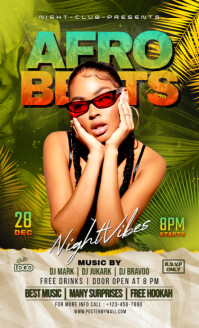 Black Afro Beat Party A4 Template | PosterMyWall